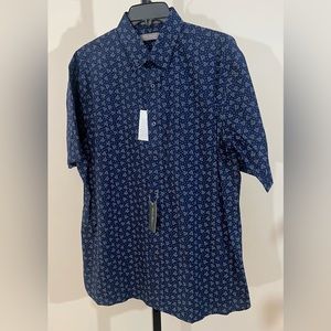 🔴 Nwt Cremieux mens large blue short sleeve button down shirt